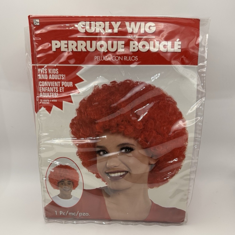 Red Curly Wig School Spirit Afro Fancy Dress Halloween Costume Accessory